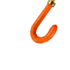 Ombrello da uomo elegante con manico in pelle di struzzo arancione