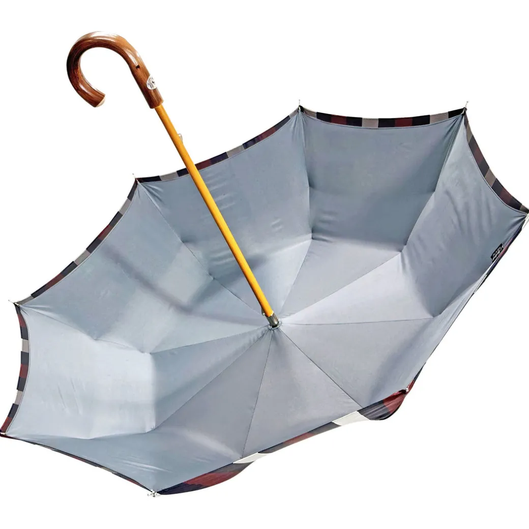 Ombrello da uomo in tessuto doppio - Design grigio e a righe