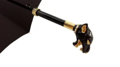 Ombrello da uomo lussuoso - puma smaltato nero e cristalli Swarovski