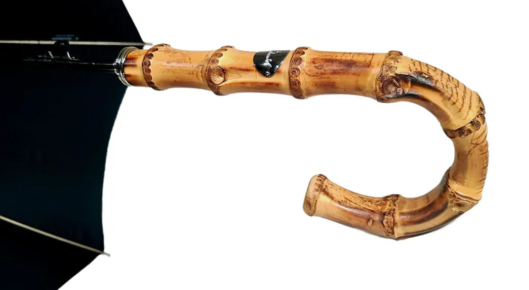 Ombrello da uomo nero classico automatico - Manico in Bamboo