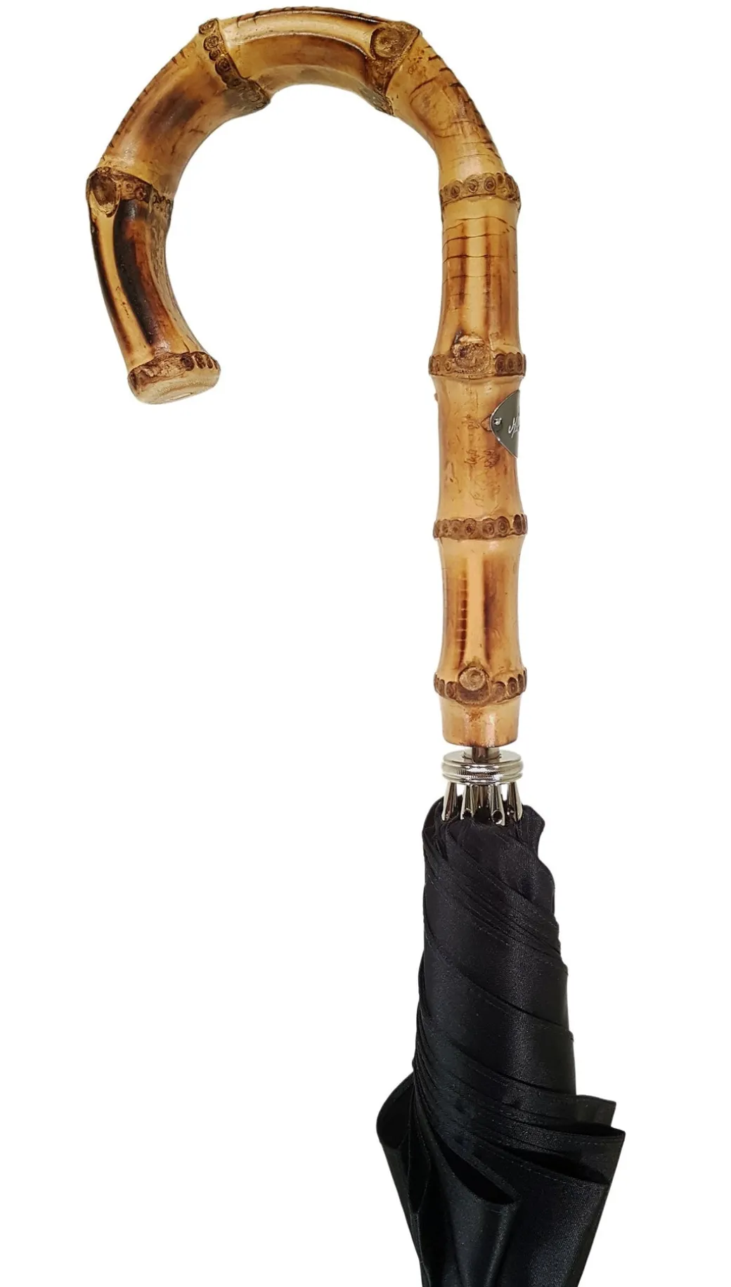 Ombrello da uomo nero classico automatico - Manico in Bamboo