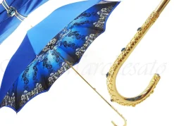 Ombrello di lusso blu - Manico gioiello con cristalli