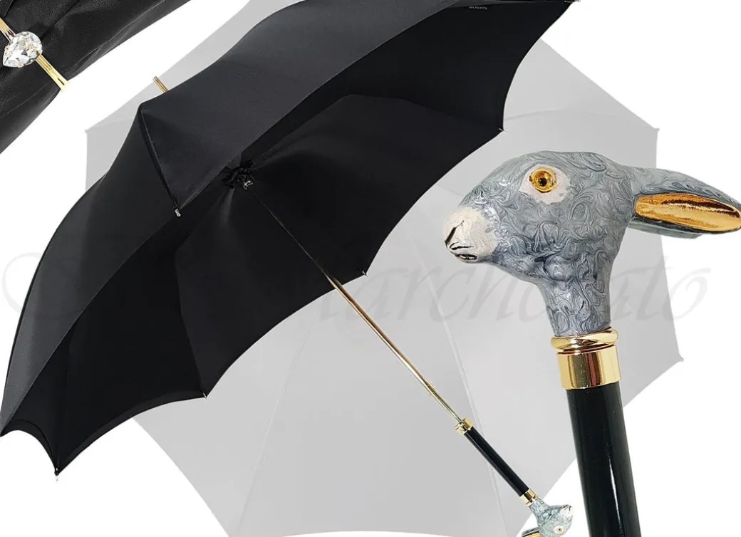 Ombrello elegante Con Doppio Strato In Raso Nero
