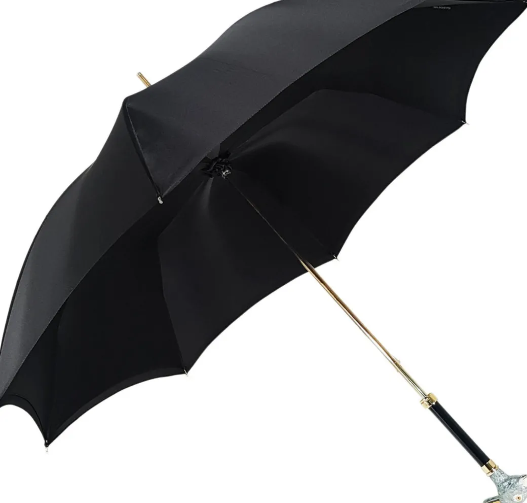 Ombrello elegante Con Doppio Strato In Raso Nero