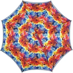 Ombrello fatto a mano in tessuto satinato multicolore