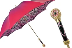 Ombrello fucsia con medaglione e cristalli