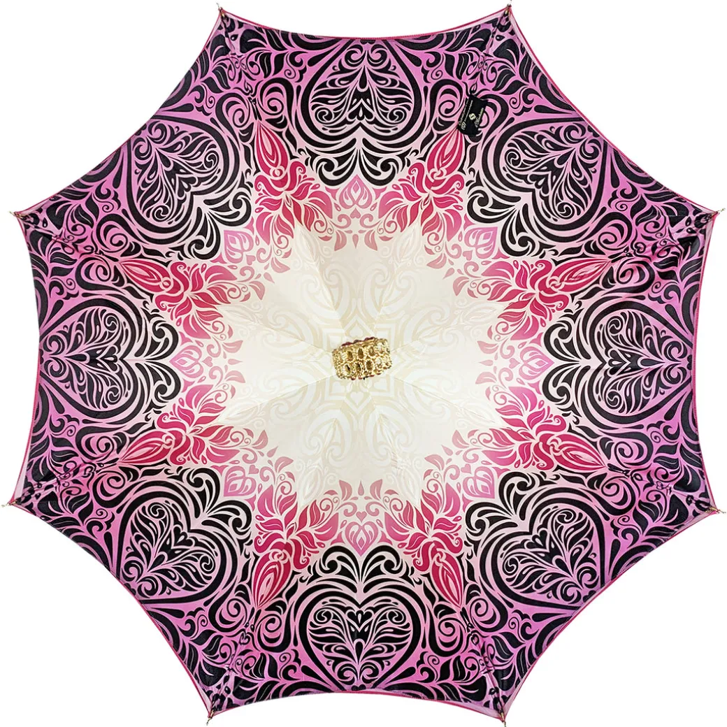 Ombrello fucsia con medaglione e cristalli