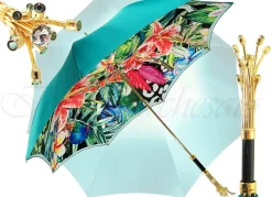 Ombrello gioiello con impugnatura "fiore" realizzata a mano