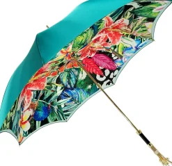 Ombrello gioiello con impugnatura "fiore" realizzata a mano