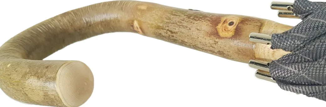 Ombrello in legno di frassino artigianale - Tessuto jaquard grigio