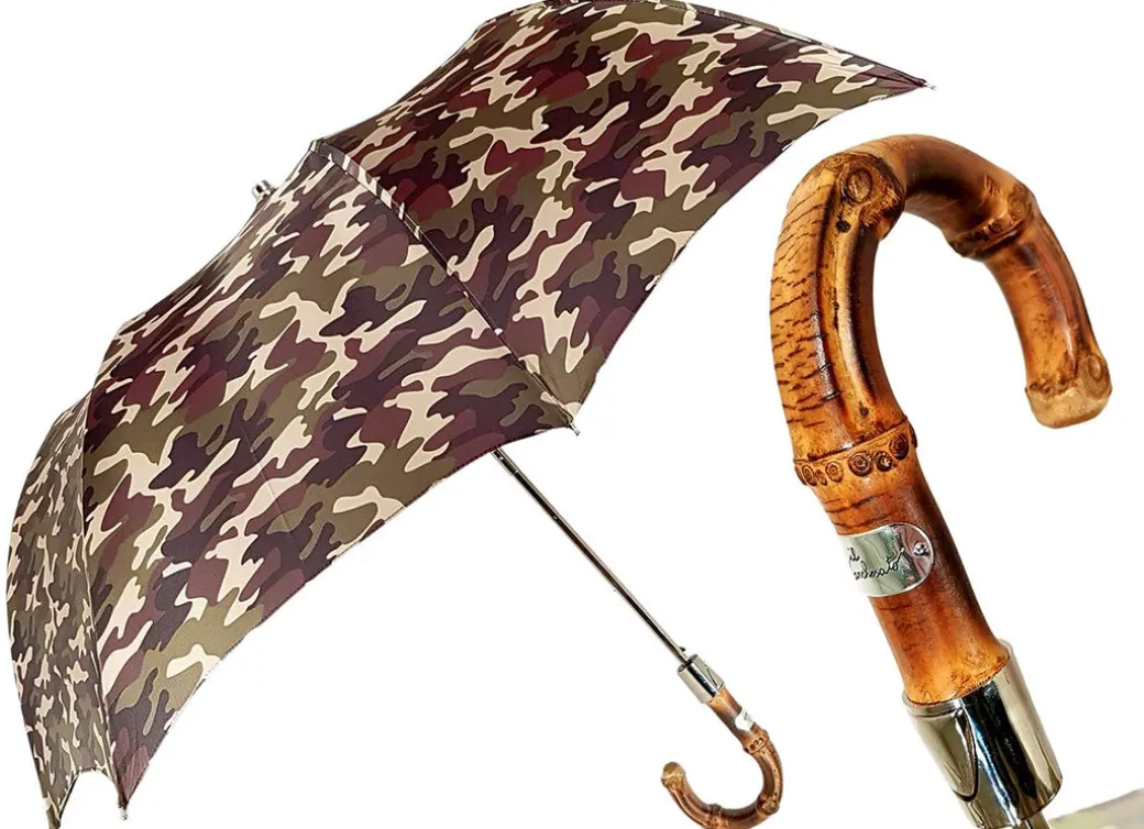 Ombrello militare Pieghevole da uomo Con Manico in legno Bamboo