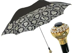 Ombrello nero doppio baldacchino con design damascato