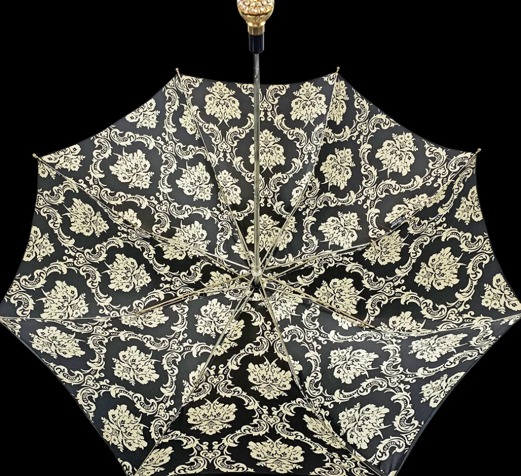 Ombrello nero doppio baldacchino con design damascato