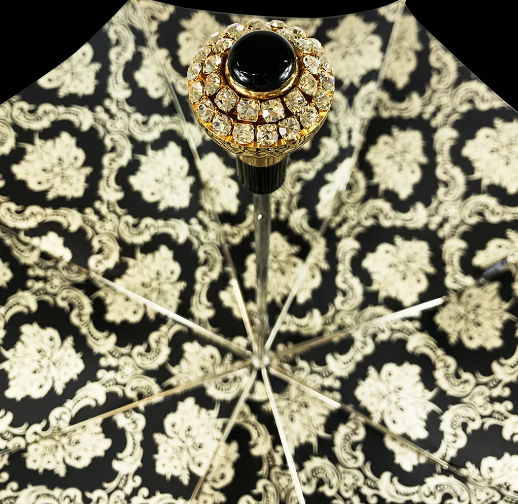 Ombrello nero doppio baldacchino con design damascato