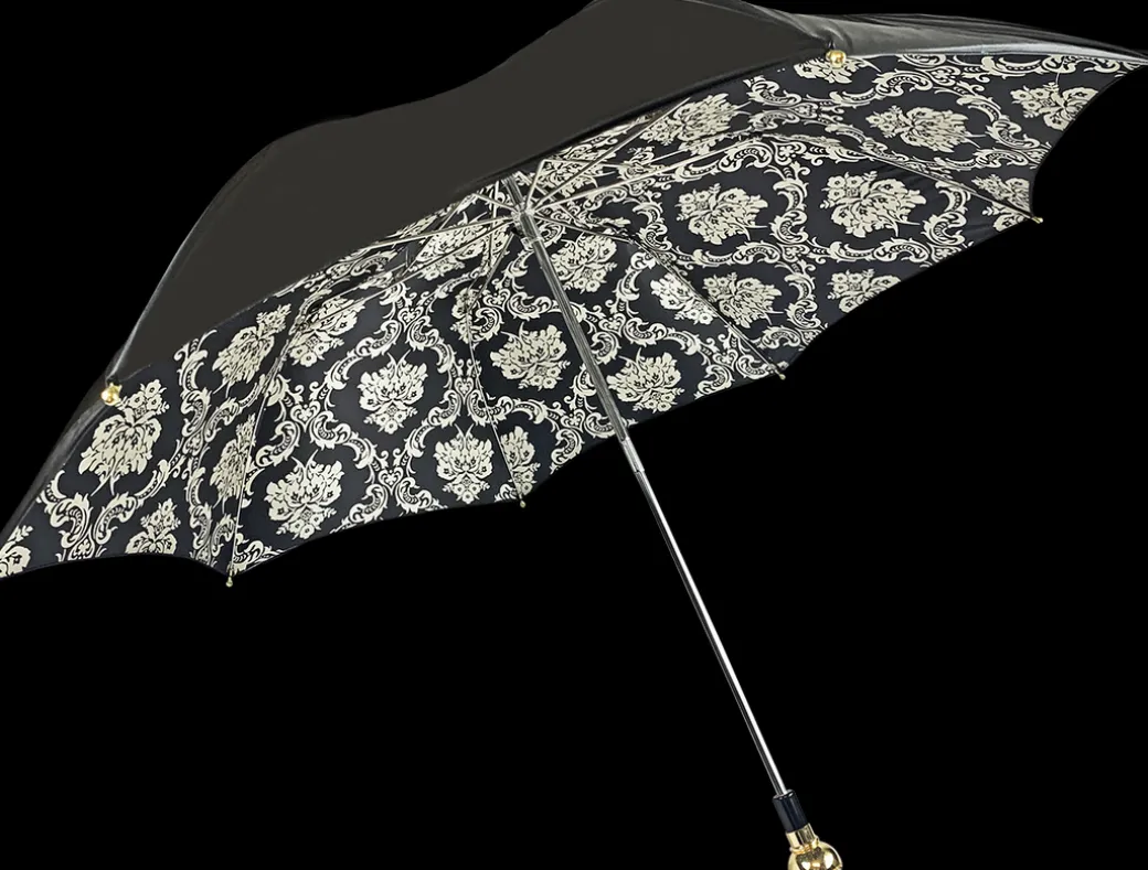 Ombrello nero doppio baldacchino con design damascato