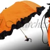 Ombrello pieghevole arancione con volant nero