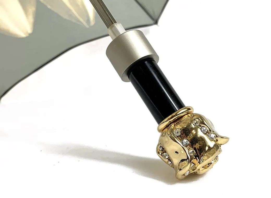 Ombrello pieghevole con dalia oro e marrone