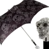 Ombrello pieghevole con teschio placcato argento925 e Swarovski