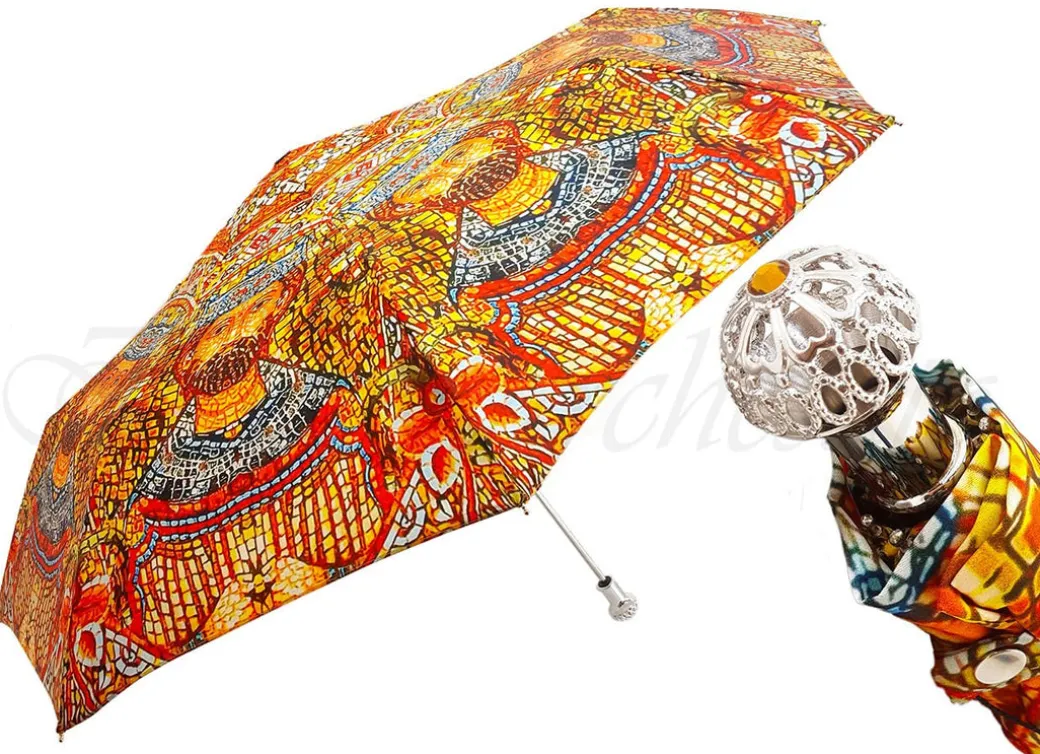 Ombrello pieghevole da donna mosaico con Re Bizantino