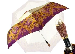 Ombrello pieghevole da donna crema e magenta