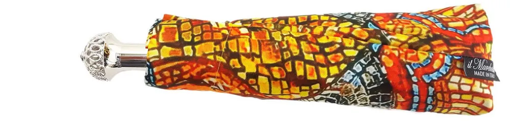 Ombrello pieghevole da donna mosaico con Re Bizantino