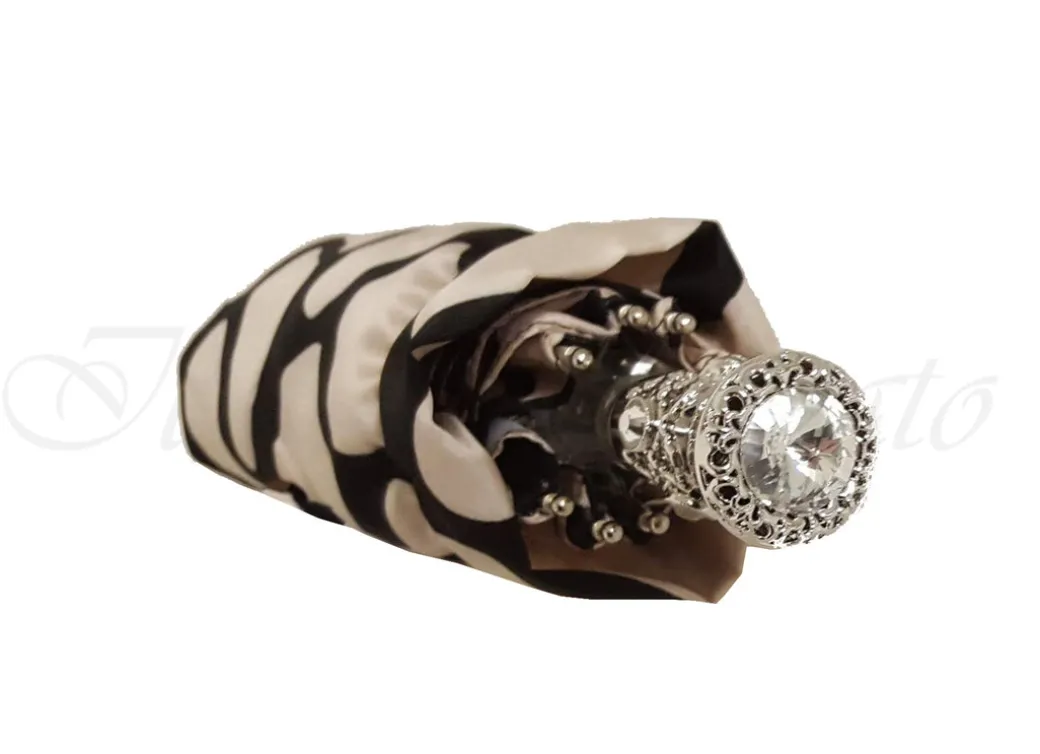 Ombrello pieghevole elegante leggero crema e nero