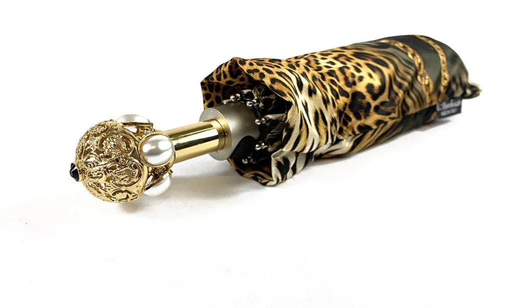 Ombrello Pieghevole Leopardato Con Catene