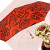 Ombrello pieghevole romantico con manico in oro placcato oro 24k
