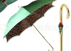 Ombrello verde con fantasia rose