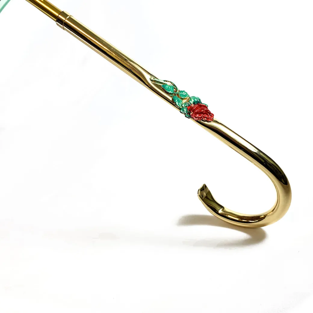 Ombrello verde con fantasia rose