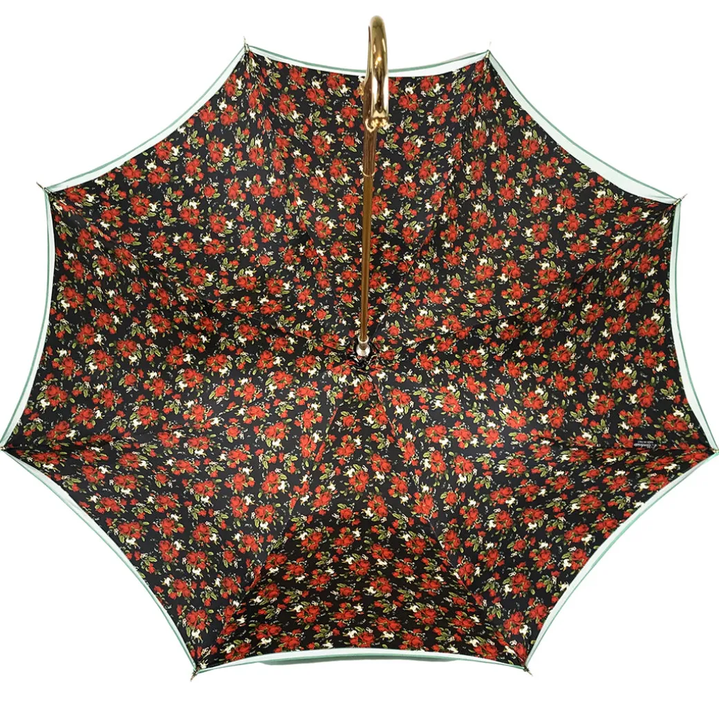 Ombrello verde con fantasia rose