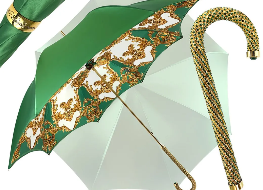 Ombrello verde da donna con cristalli