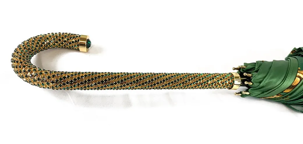 Ombrello verde da donna con cristalli