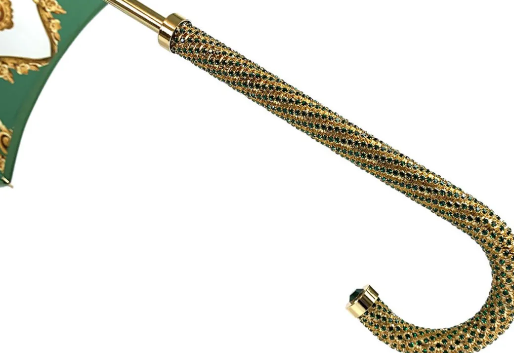Ombrello verde da donna con cristalli