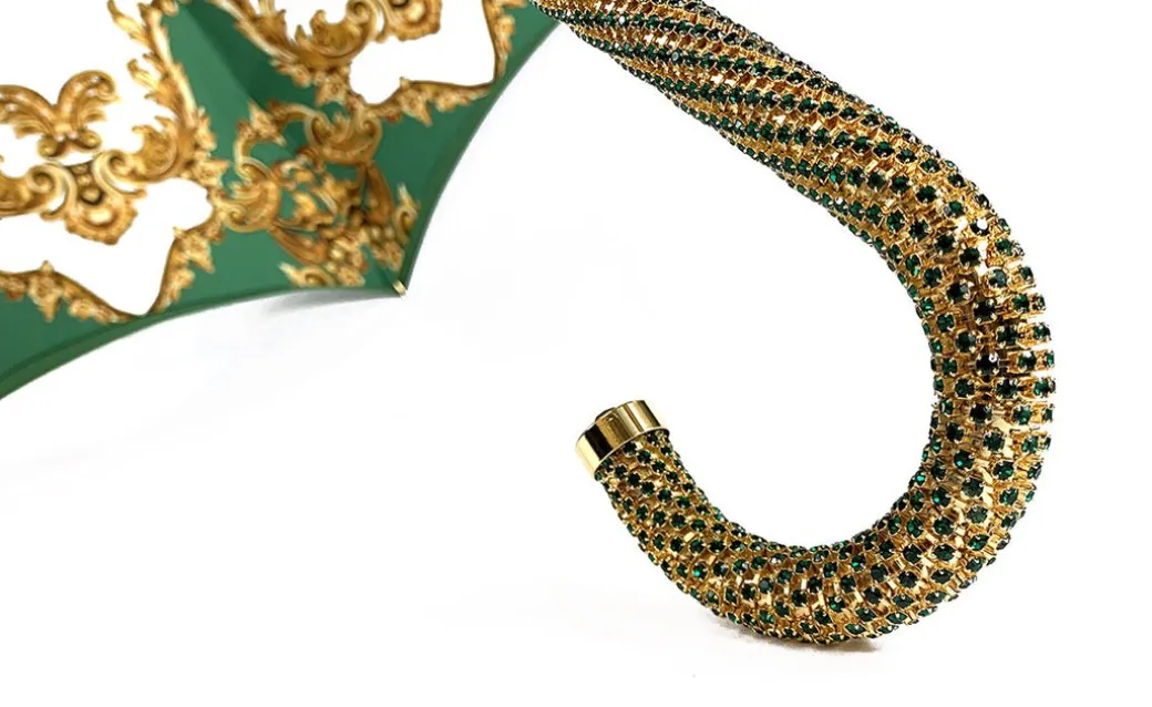 Ombrello verde da donna con cristalli