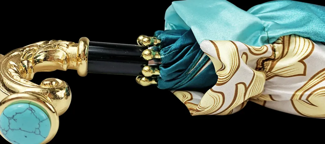 Ombrellone da donna meraviglioso, rifinito in raffinata sfumatura turc