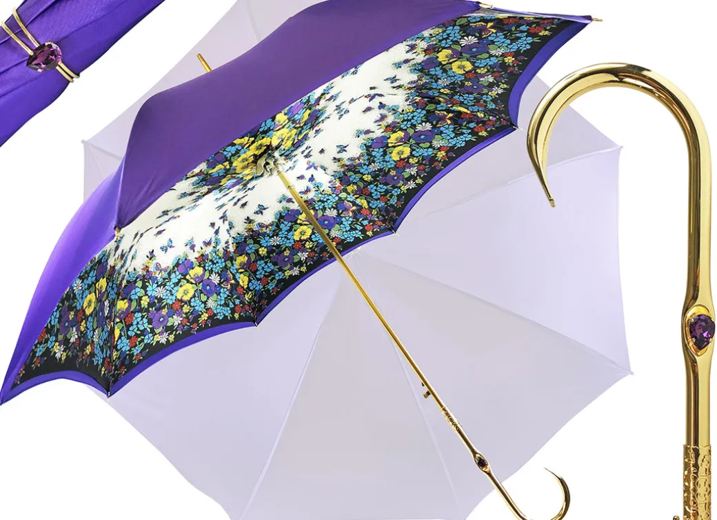 Originale ombrello viola con fantasia multicolore