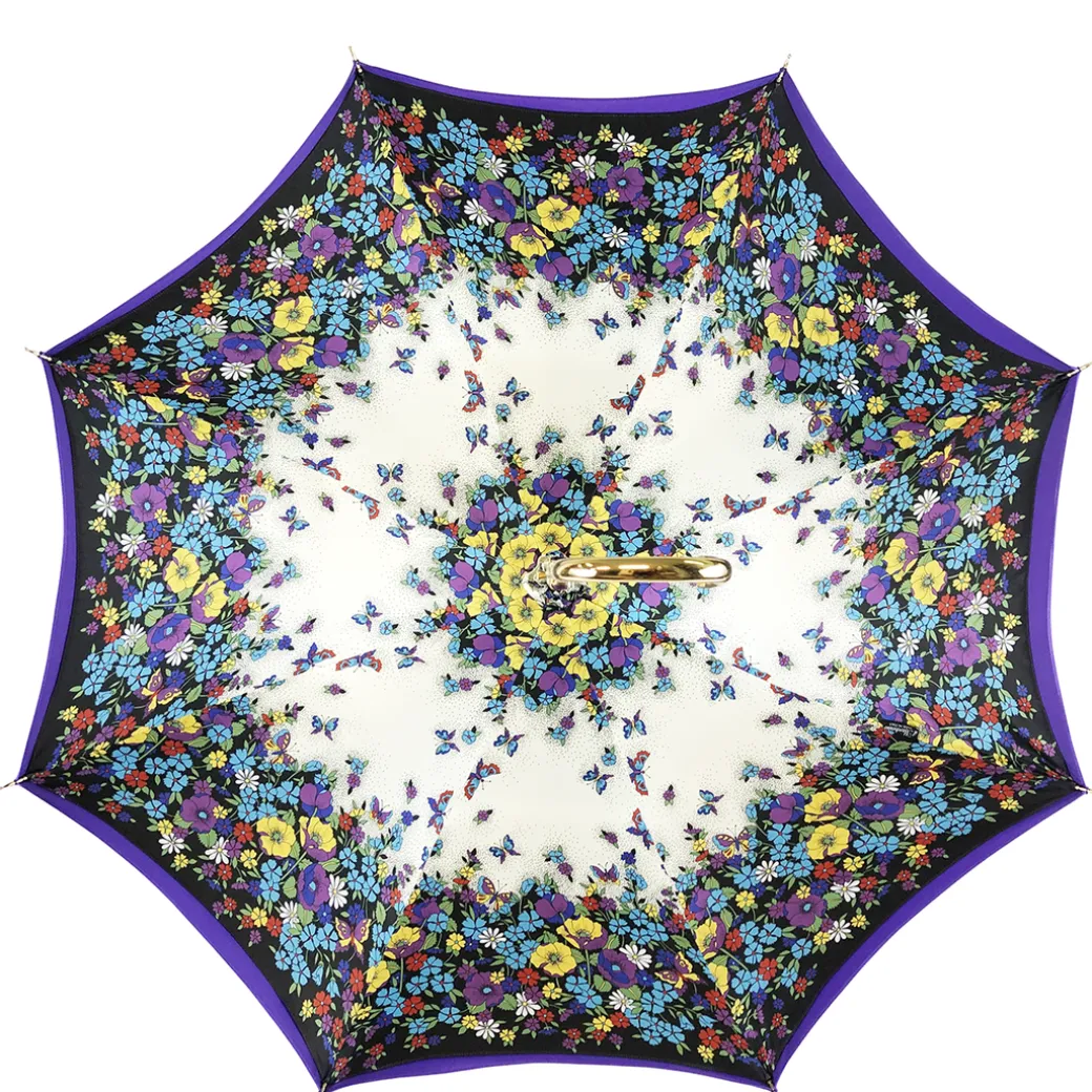 Originale ombrello viola con fantasia multicolore