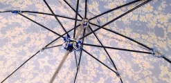 Parasole floreale con Margherite - Manico in pelle blu