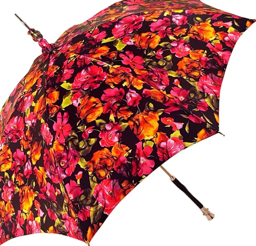Pasarole floreale multicolor - Manico in pelle nera