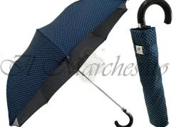 Pieghevole da uomo color petrolio a pois bianchi.