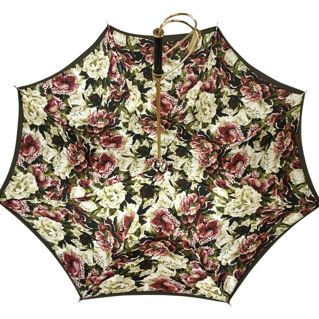 Prezioso ombrello color Khaki con medaglione di cristalli