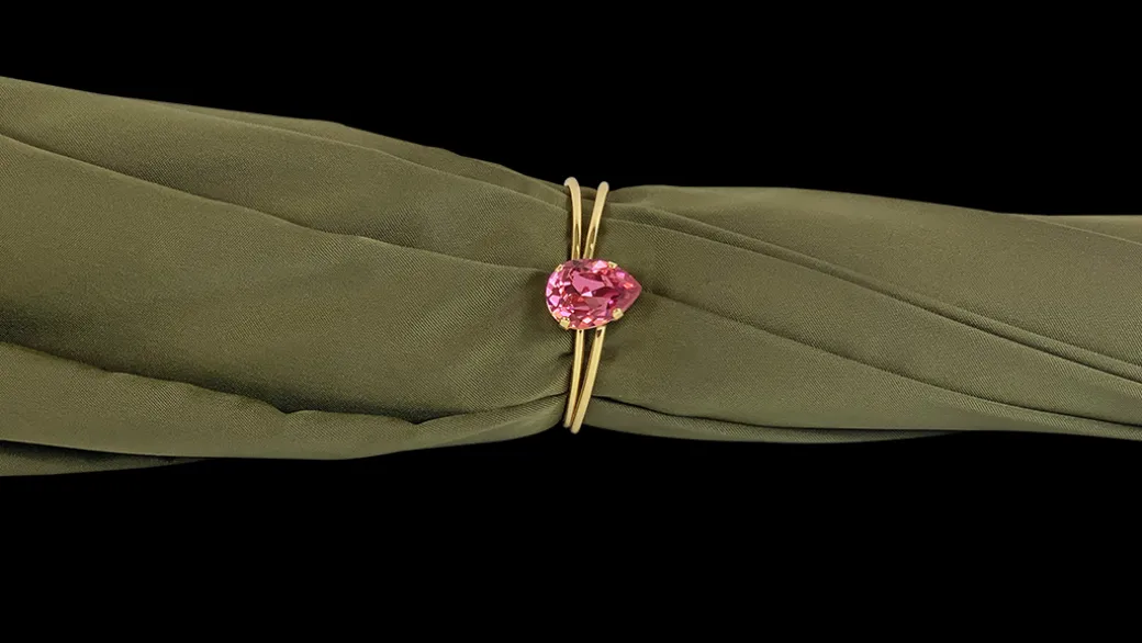 Prezioso ombrello color Khaki con medaglione di cristalli