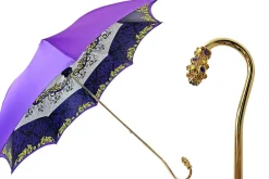 Prezioso ombrello viola con cristalli gialli