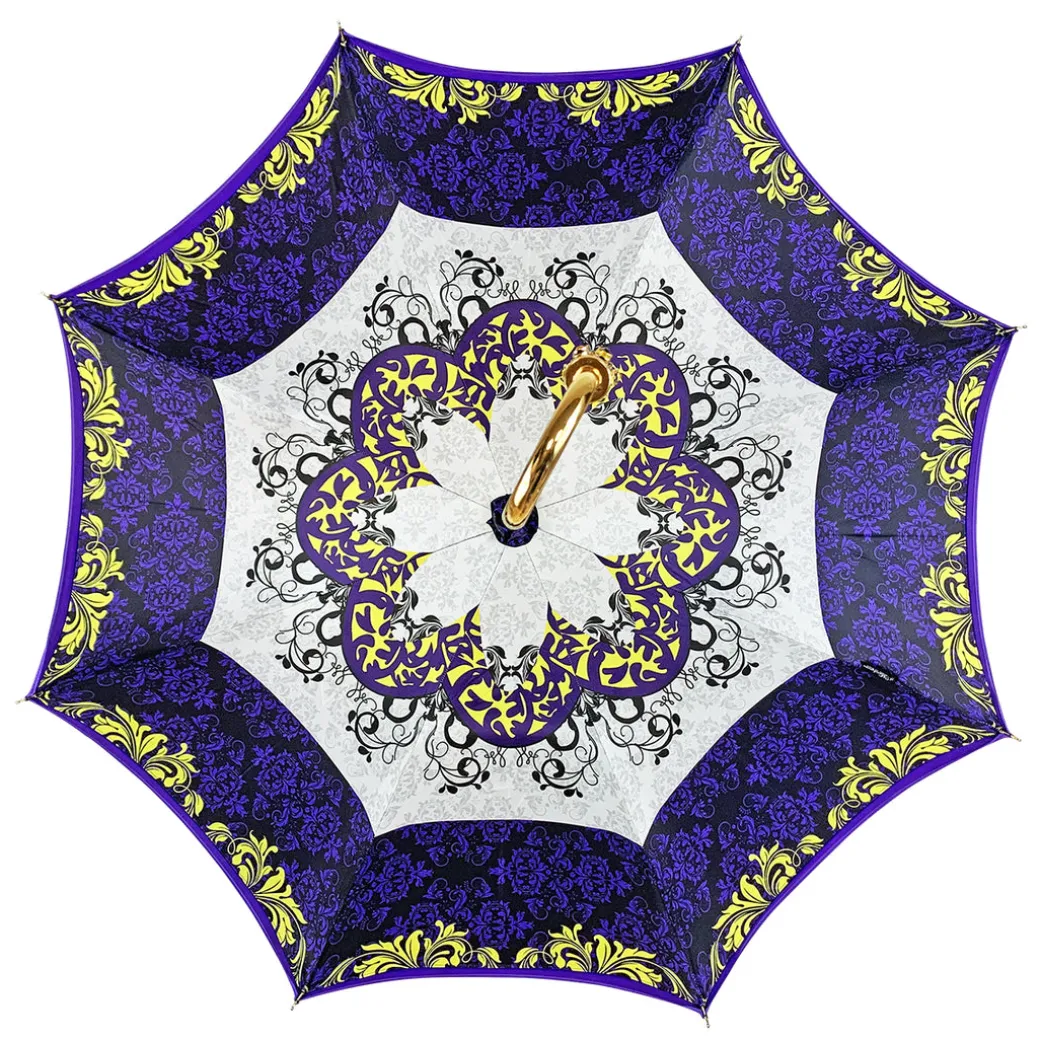 Prezioso ombrello viola con cristalli gialli