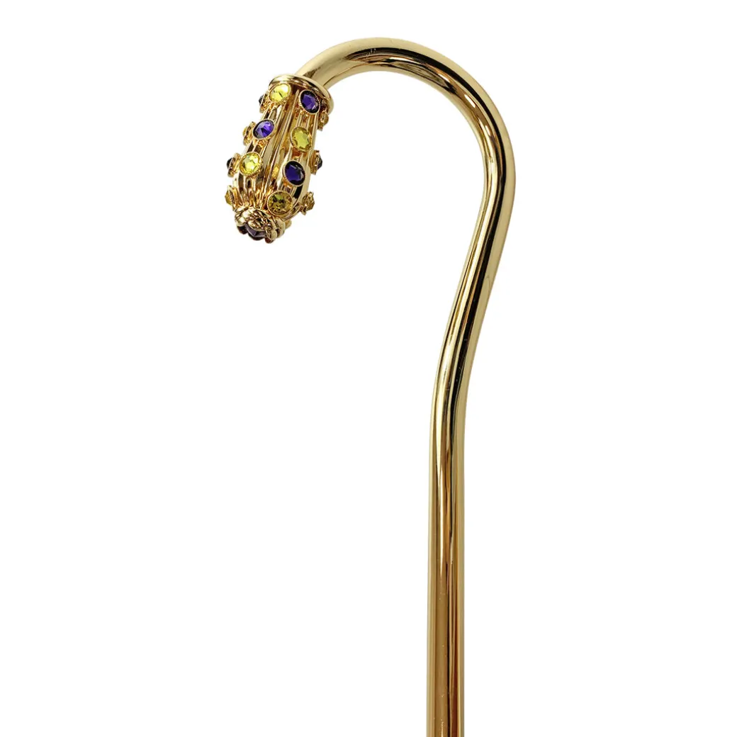 Prezioso ombrello viola con cristalli gialli