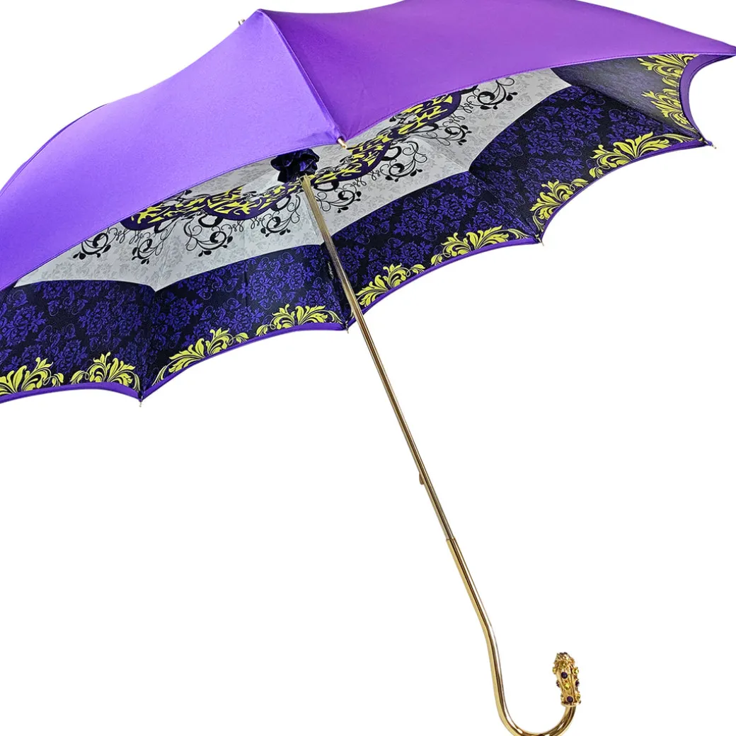 Prezioso ombrello viola con cristalli gialli
