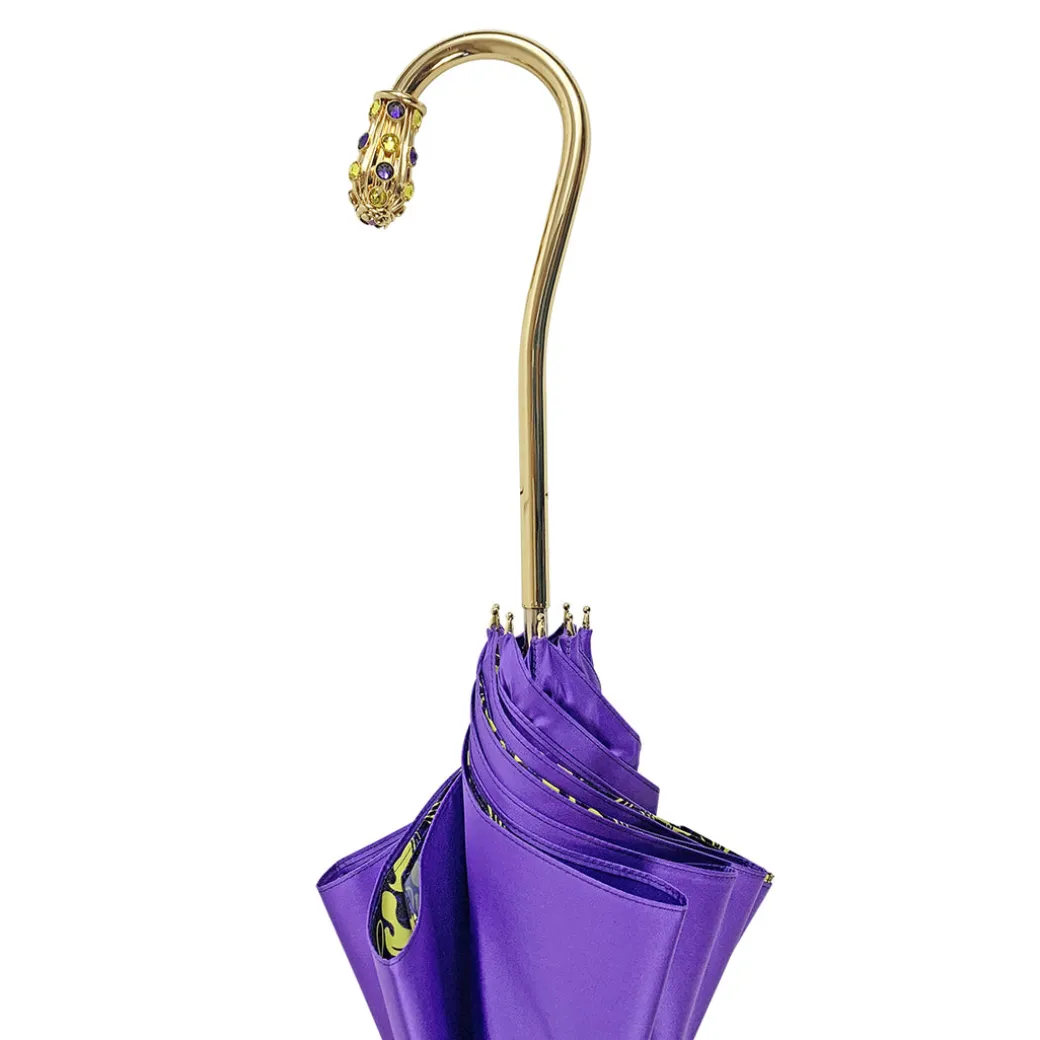 Prezioso ombrello viola con cristalli gialli