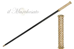 Regal Crystal Touch: 24K Gold-Plated Walking Sticks with Crystals