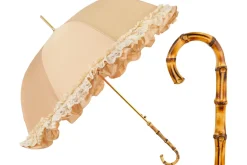 Retro-style umbrella-parasol with ruffles and lace